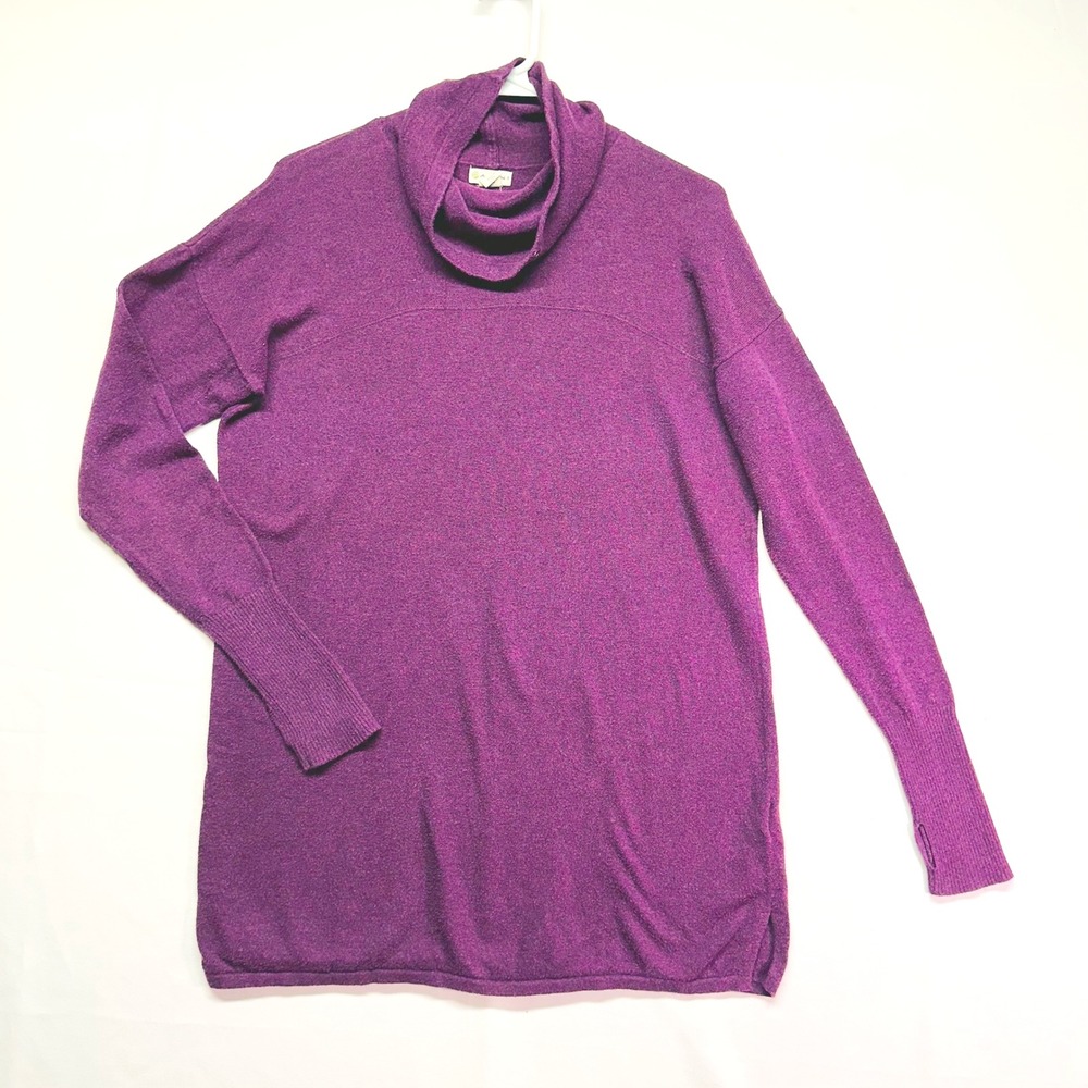 Dakini Plum Purple Cowl Neck Long Sleeve Sweatshirt Tunic Women's L *see pics*
